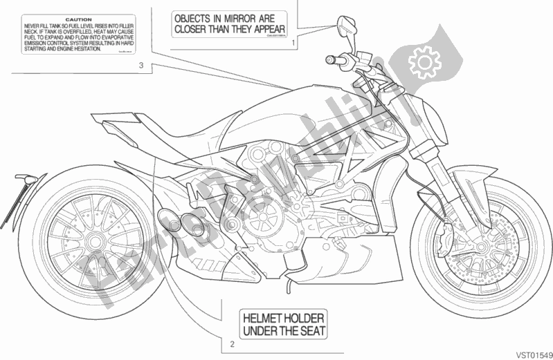 All parts for the Warning Labels of the Ducati Diavel Xdiavel USA 1260 2017